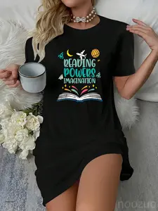Reading Powers Imagination Cute Teacher Librarian Book Lover Casual Dress