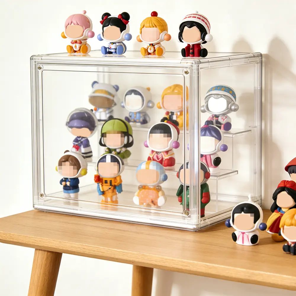 1/2/4PCS Clear Foldable Display Storage Box, Dustproof Display Case for Figurines, Dolls & Action Figures