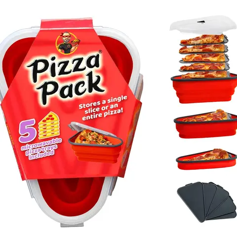 Pizza Pack® Original Food Storage Set - Leakproof Airtight Containers, Space-Saving Pack for Leftover Pizza, Kitchen Organization, Maintains Freshness