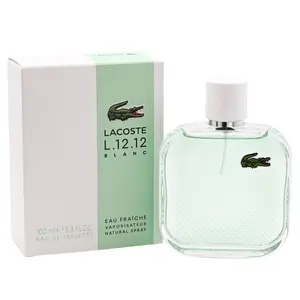 LACOSTE L.12.12 Blanc Eau Fraiche Men's EDT Spray, Spicy Aromatic Citrus Fragrance with Ginger & Cedarwood, 3.4 fl oz, Aromatic Citrusy Fragrance