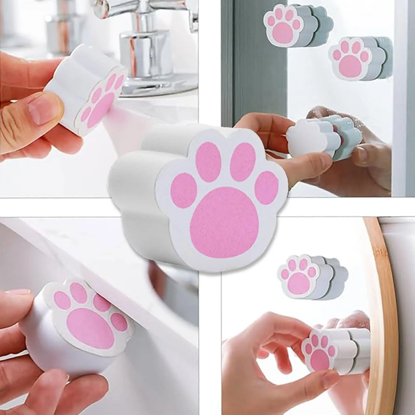 Cat Paw Shaped Magic Sponge for Home Care, Daily Clean Tool for Bathroom Glass Surfaces & Faucets, Removes Lime Scale with Streak-Free, Residue-Free Results