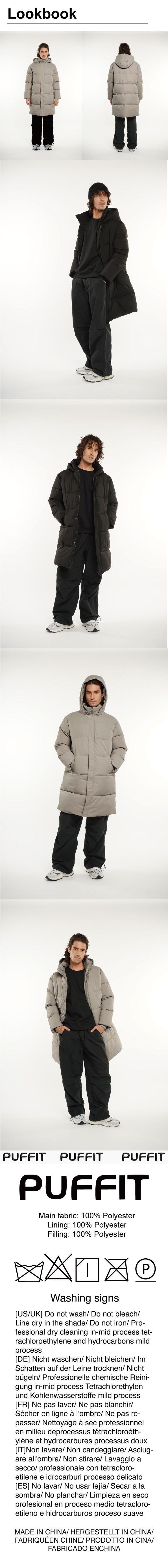 【Clearance Sale】PUFFIT Men‘s Classic Hooded Long Puffer Coat , Long Quilted Outerwear Jacket Big Pocket, Winter Warm Basic Long Sleeve Tops Coat Menswear Beige Casual #FallFreshness