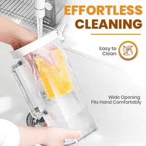 KitchenPrima SlimFit 2 Quart (2 Liter) pitcher with lid - Water jug for fridge door - Leakproof 64oz plastic pitcher with lid - Drink Container for Juice, Iced Tea, Coffee, BPA-Free Plastic, White