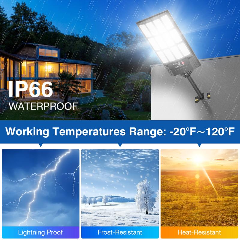 2Pack Solar Street Lights Outdoor Waterproof,50000LM Wide Angle Solar Flood Light, LED Parking Light with Motion Sensor and Remote Control, Suitable for Street, Parking lot