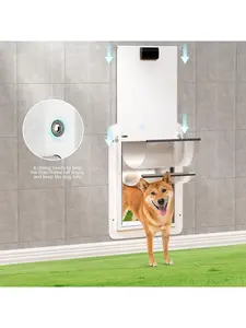 Weatherproof Plastic Dog Door with Secure Locking Panel, Durable White Pet Door 13"x17" for Large Dogs & Pets, Easy Install for Interior & Exterior Doors, Walls, Screens