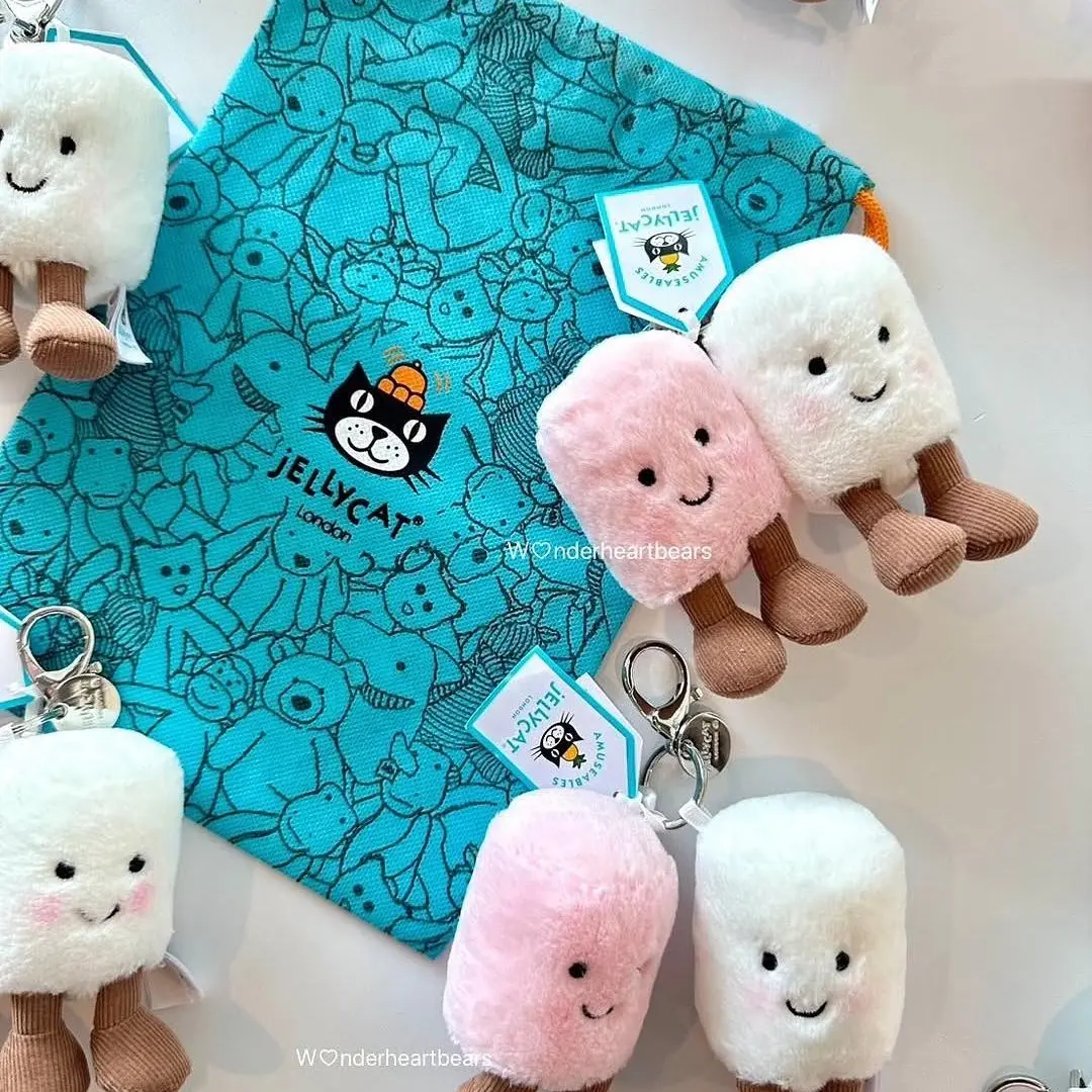 Authentic Jellycat Marshmallow Keychain – Stuffed Animal Keychains, Cute Animals, Fun Gift Ideas for Kids, Birthdays and Collectors, Keychains