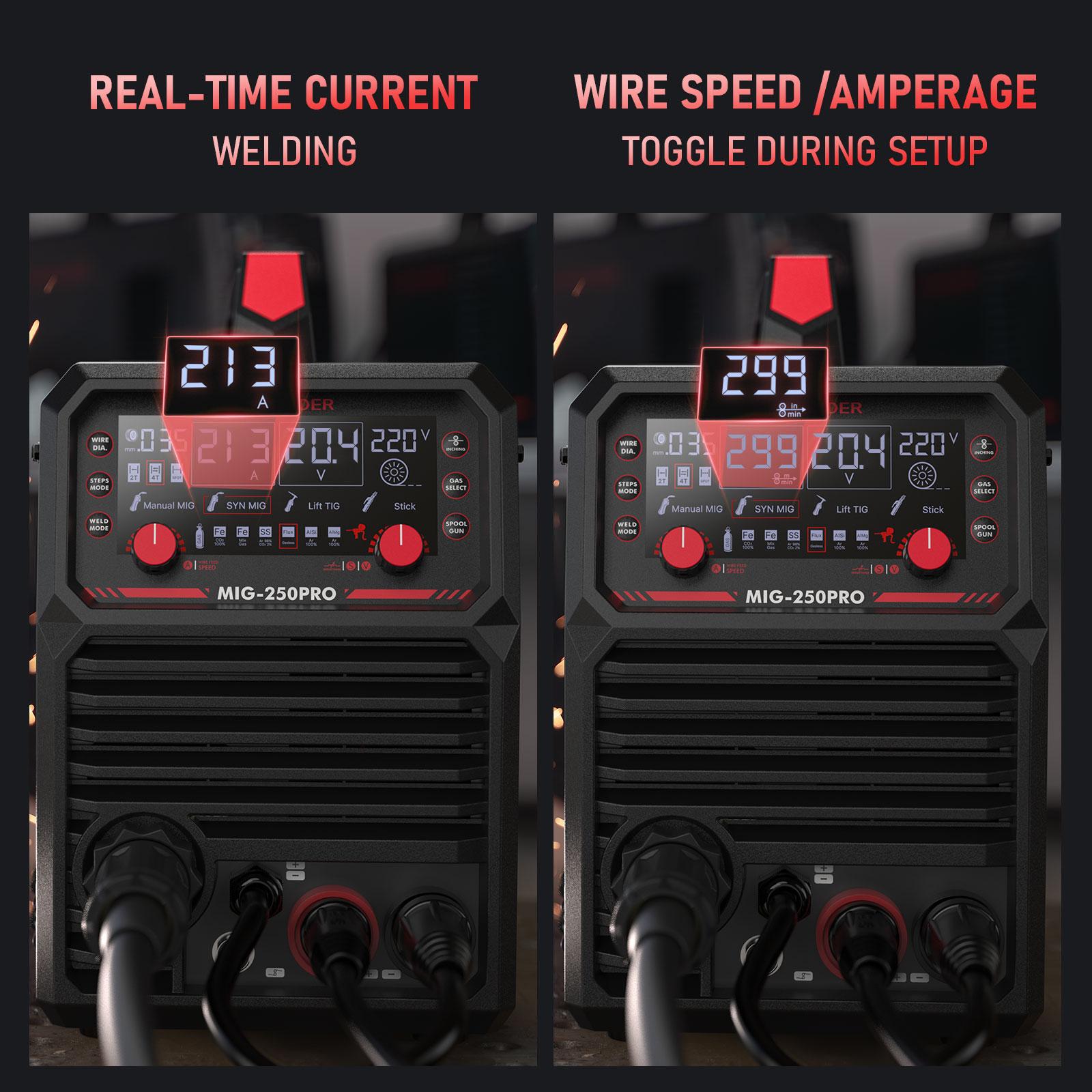 YESWELDER MIG-250PRO 250Amp 110/220V Aluminum MIG Welder with Pulse | 6-In-1 Gas MIG/Pulsed MIG/Flux Core/Spool Gun/Lift TIG/Stick Multiprocess Welding Machine | Spool Gun Compatible