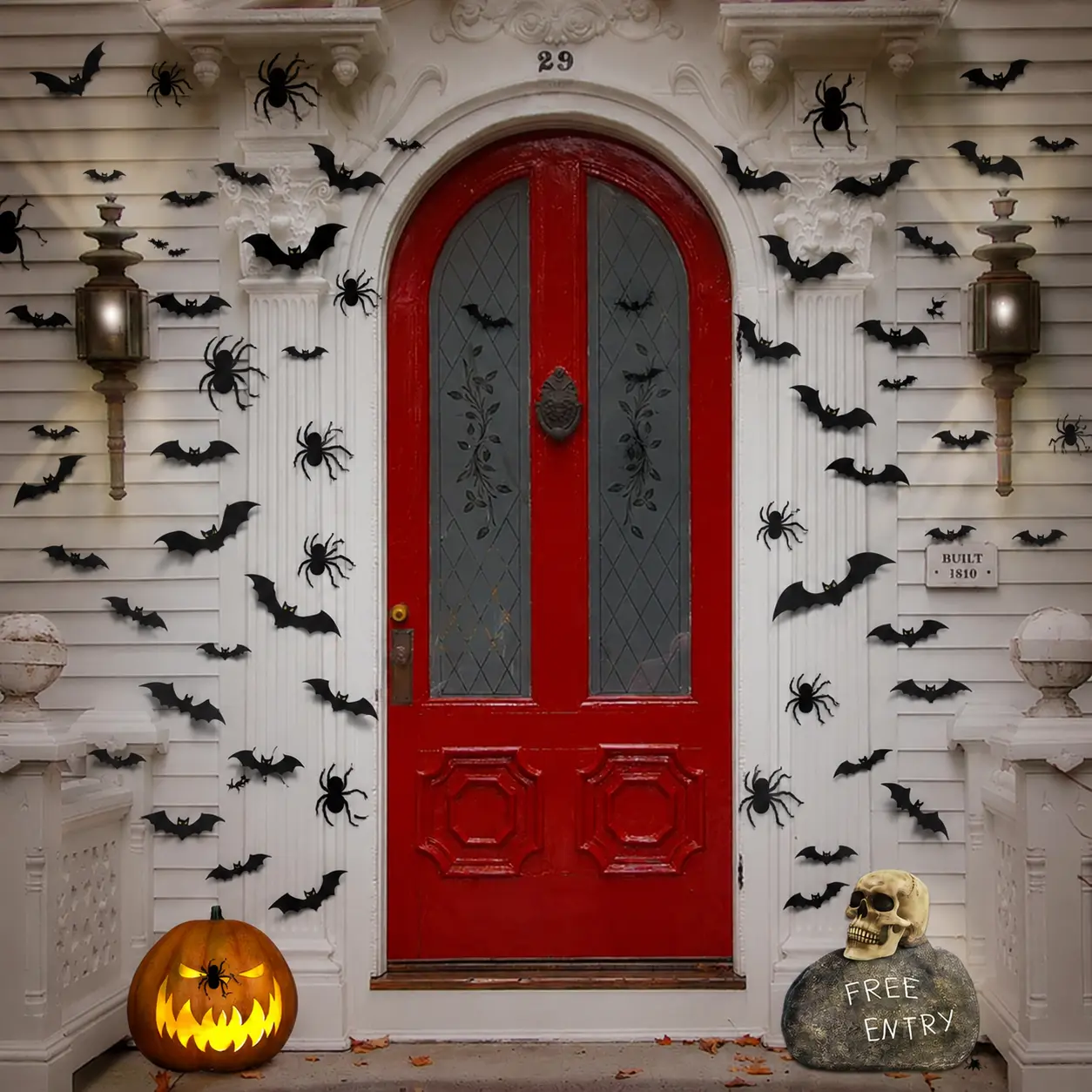 140-Pcs Smooth Waterproof Removable Halloween Bat Wall Sticker Set - Glow-in-the-Dark Decorative Bat Decor for Windows, Bathroom Indoor Party Supplies