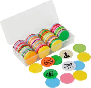 DND Wet & Dry Erase Tokens Set of 100 Colorful Blank Counters - 1.5" Customizable & Reusable Game Discs for Dungeons & Dragons, MTG, Bingo Clips and Any Tabletop RPGs
