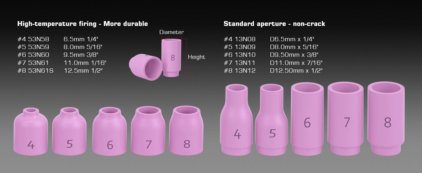 ARCCAPTAIN TIG Welding Torch Accessories kit 71 Pcs Alumina Nozzle Collets Body Stubby Gas Lens #12 Glass Cup consumables Kit For WP-17/18/26-Black