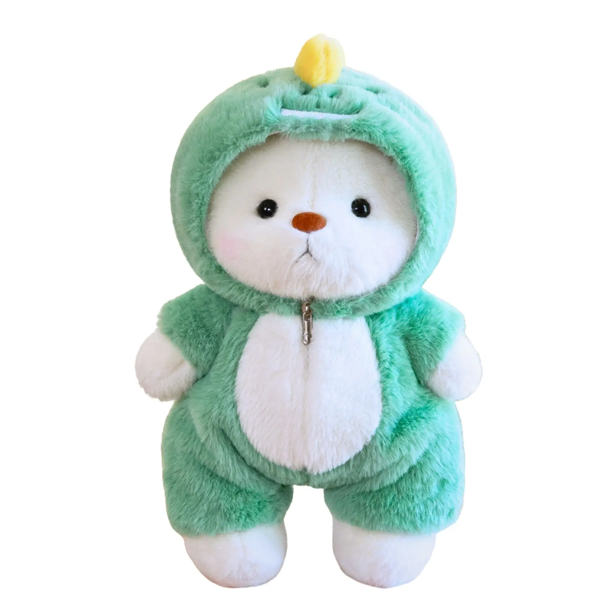 Teddy Bear Stuffed Animal 13'' Plush Toy with Removable Dinosaur Hoodie, Soft Cute Teddy Bear Plushies with Movable Legs, Emotional Support Stuffed Animal Gift for Kids, Girls, and Adults Birthday Christmas Decorative Bedtime Companion