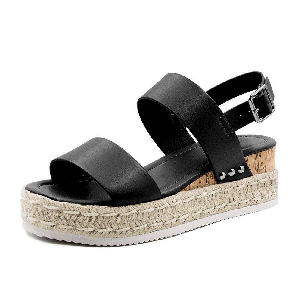 Athlefit Women's Espadrilles Sandals Ankle Strap Buckle Wedge Sandal Open Toe Studded Platform Sandals Casual Shoes Walking Shoes Flatform Footwear