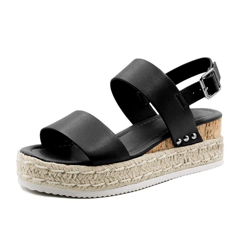 Athlefit Women's Espadrilles Sandals Ankle Strap Buckle Wedge Sandal Open Toe Studded Platform Sandals Casual Shoes Walking Shoes Flatform Footwear
