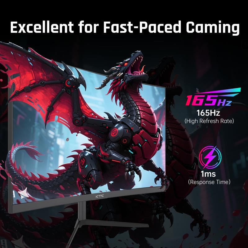 KTC 23.6" FHD 1080P Native 165Hz 1500R Curved Gaming Monitor, OC 180Hz Frameless Computer Monitor, Adaptive-Sync, 99% sRGB, 3000:1 Contrast, HDMI, DisplayPort, Wall Mountable/Tilt Adjustable, H24S17 KTC 23.6" FHD 1080P Native 165Hz 1500R Curved Gaming Monitor, OC 180Hz Frameless Computer Monitor, Adaptive-Sync, 99% sRGB, 3000:1 Contrast, HDMI, DisplayPort, Wall Mountable/Tilt Adjustable, H24S17