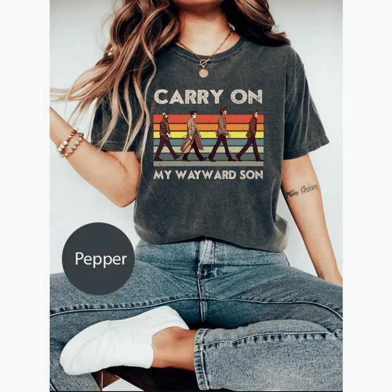 Supernatural Carry on My Wayward Son VintageTrendy Abbey Road Shirt Sweatshirt Hoodie 5 Hoodied Unisex Cotton Pullovers