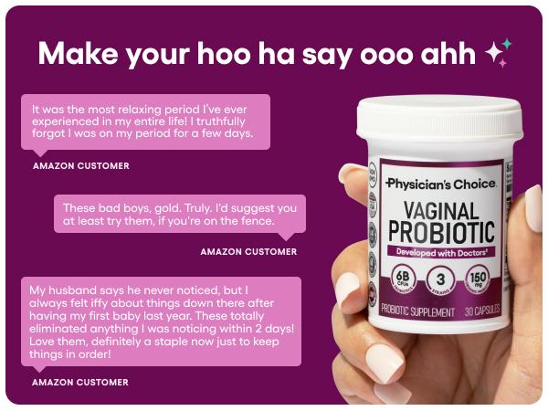 Physician's Choice Vaginal Probiotic - Odor Control, pH Balance & Daily Feminine Health Support with Cranberry and Prebiotics for Women