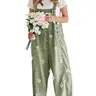 utcoco Women's Lightweight Printed Cotton Denim Crop Bib Overalls - 1-Piece Garment with Cute Floral Print, Buttons, Baggy Wide Leg, Adjustable Straps, Casual Vibe Apparel for Back to School
