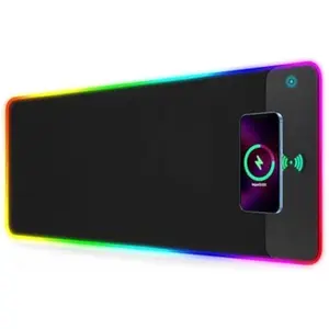 Wireless Charging RGB Mouse Pad Gaming LED Mousepad with 10 Light Modes Extra Large XXL Full Non-Slip Desk Pad Mat for Keyboard and Mouse, Computer, MacBook, PC, Laptop Acessories (800x300x4MM)