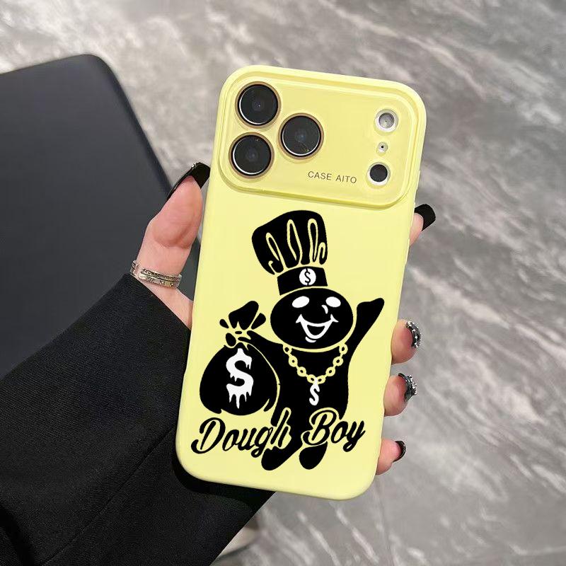 Dough Boy Money Bear Phone Case, Vibrant Dopamine Checkerboard Cover for iPhone 17 16 15 14 13 12 Pro Max Plus, Ultra Skin-Friendly TPU, All-Inclusive Glass Lens Protection, Aesthetic Streetwear Art, Hypebeast Gift, Shockproof Trendy Case