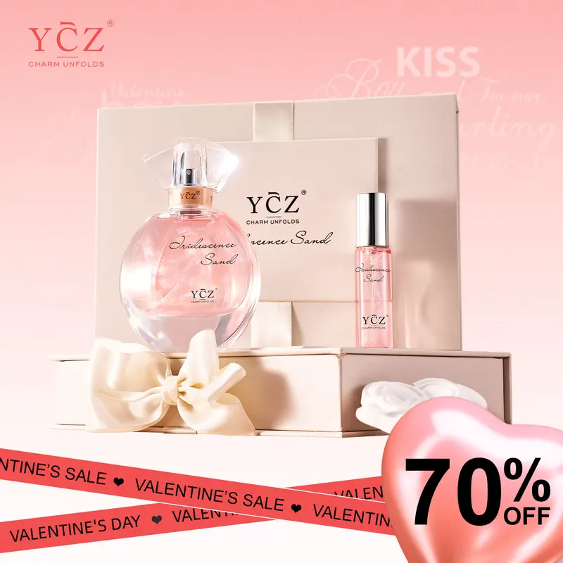 YCZ Golden Sands Perfume Gift Set - 3-Piece Floral Oriental Fragrance with 50ml & 15ml Perfumes, Camellia Diffuser Stone, Elegant Gift Box for gift box, perfect for lover, girlfriend & mother.