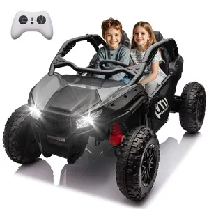 24V Two-seater Kids Ride On UTV w/Parents Control,20in seat width,400W Super high power,Four-wheel Suspension,Bluetooth,MP3,USB,LED Light,Horn,Rear storage space,Speeds 3.73-4.97MPH For Kids aged 3+.