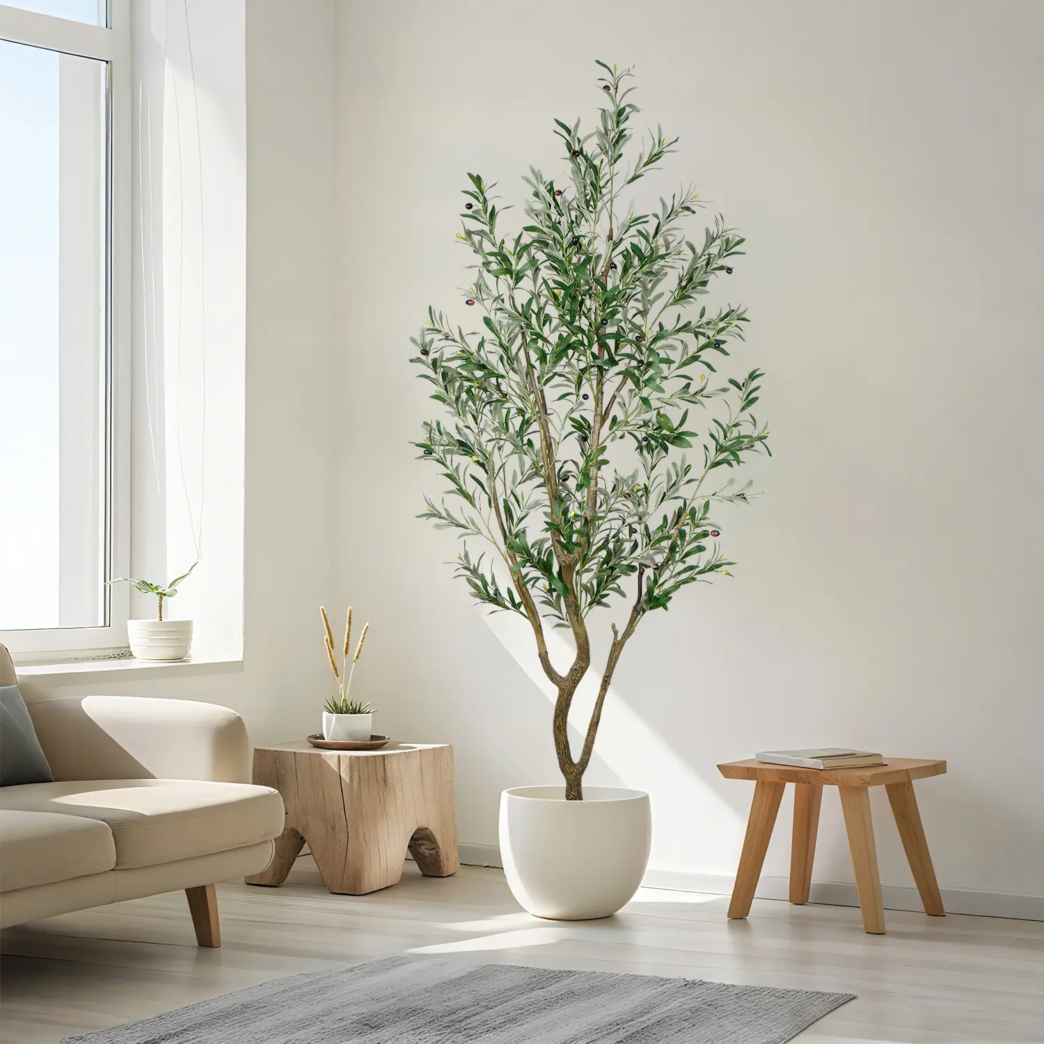 Lifelike Artificial Olive 5.25/6/7FT Tree Decorative Fake Plant Indoor Tall Plant Realistic Shape Multiple Branches and Leaves Suitable for Home Office,dorm essentials,dorm decor,dorm room decor