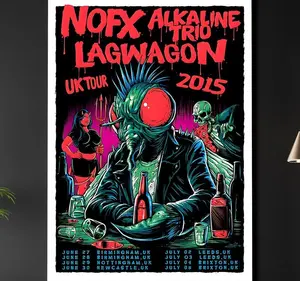 NOFX UK Tour 2015 Gig Poster Art Print: Vintage Rock, Alkaline Trio