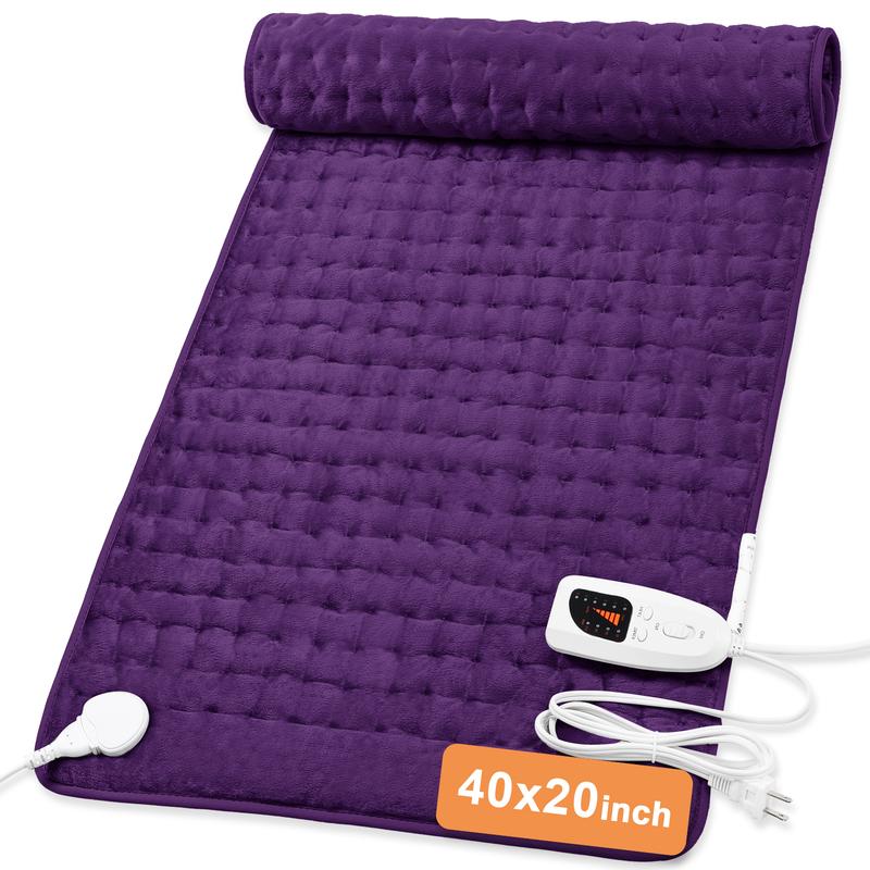 Heating pad, size 40in×20in, 33in×17in, 24in×12in, 6 temperature levels and 4 time settings, portable, back, neck, shoulders and legs heating, machine washable, perfect holiday gift for men, women, parents, Christmas gift
