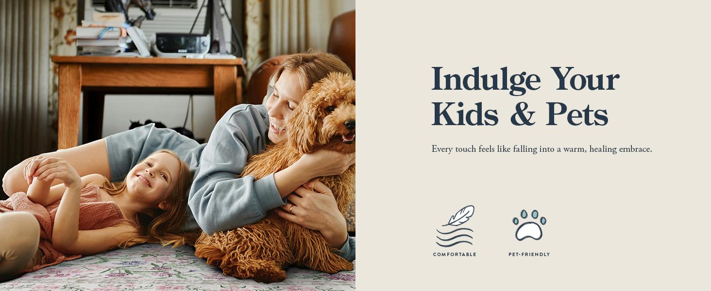 Lahome Boho Floral Area Rug – Washable, Non-Slip, Soft Thin Carpet for Living Room, Bedroom, Nursery and Kids Playroom