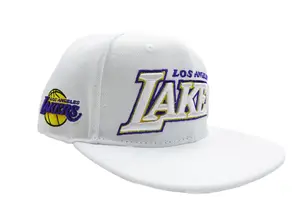 NBA Los Angeles Lakers Embroidered Text Logo Leather Strap Adjustable Back Cap