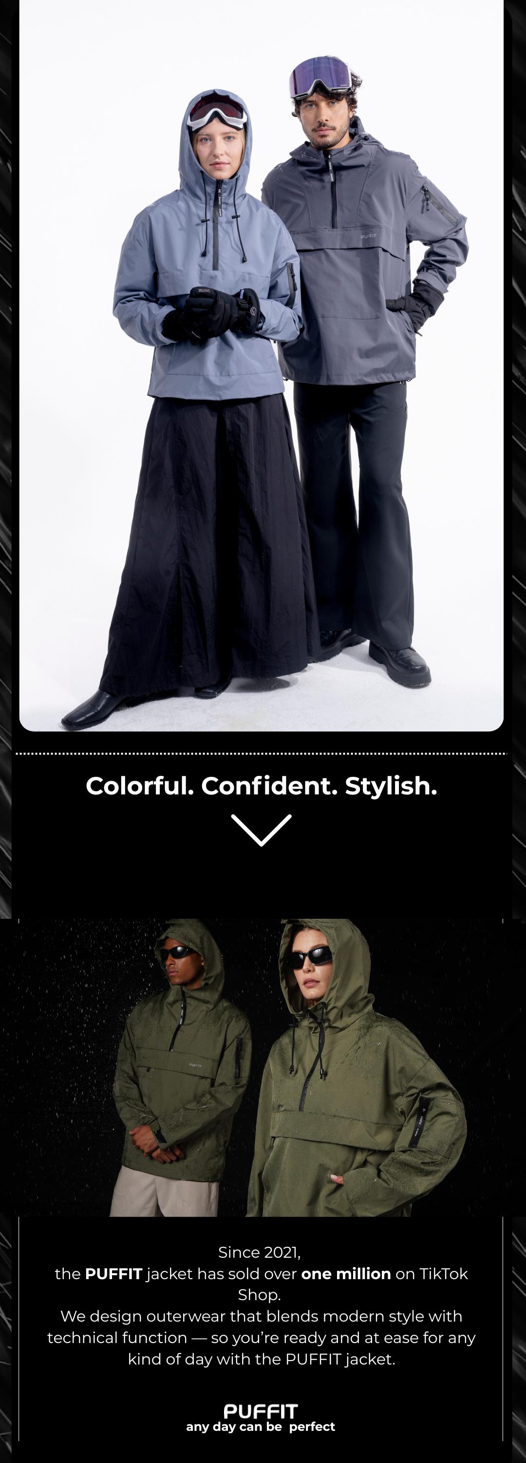 【Restocked】PUFFIT STM-TEX Waterproof Oversized Fall Hoodie Coat Warm Half Zip Rain Jacket With Adjustable Waist,Hood & Cuffs,Large Kangaroo Pocket,Shell Jacket,Ski Jacket,Spring Jacket,SpringStatem,Windbreaker,Dog Walking,School Running,Football Mum