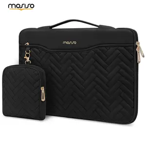 MOSISO 13.3 Inch Quilted Laptop Sleeve Case with Accessory Pouch 360° Protective Design for MacBook Air Pro HP Dell ASUS Portable Carrying Case for Work Travel Office