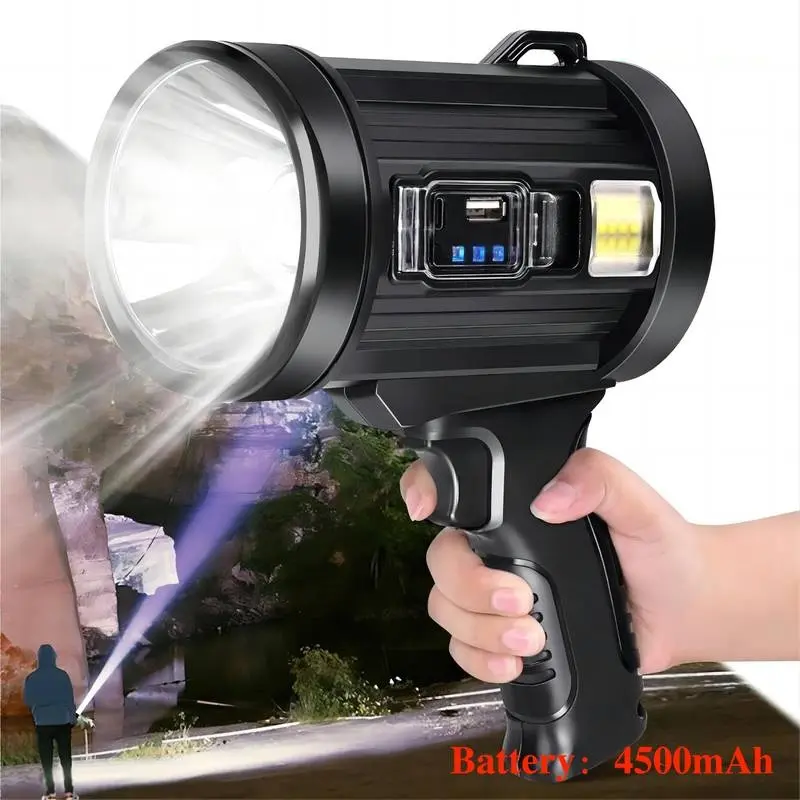 Rechargeable LED Spotlight Flashlight - 1000 LM High Lumen Strong Tactical Light, Portable Lighting for Home Improvement, Father's Day Gift, High Lumen Flashlight, Strong Flashlight