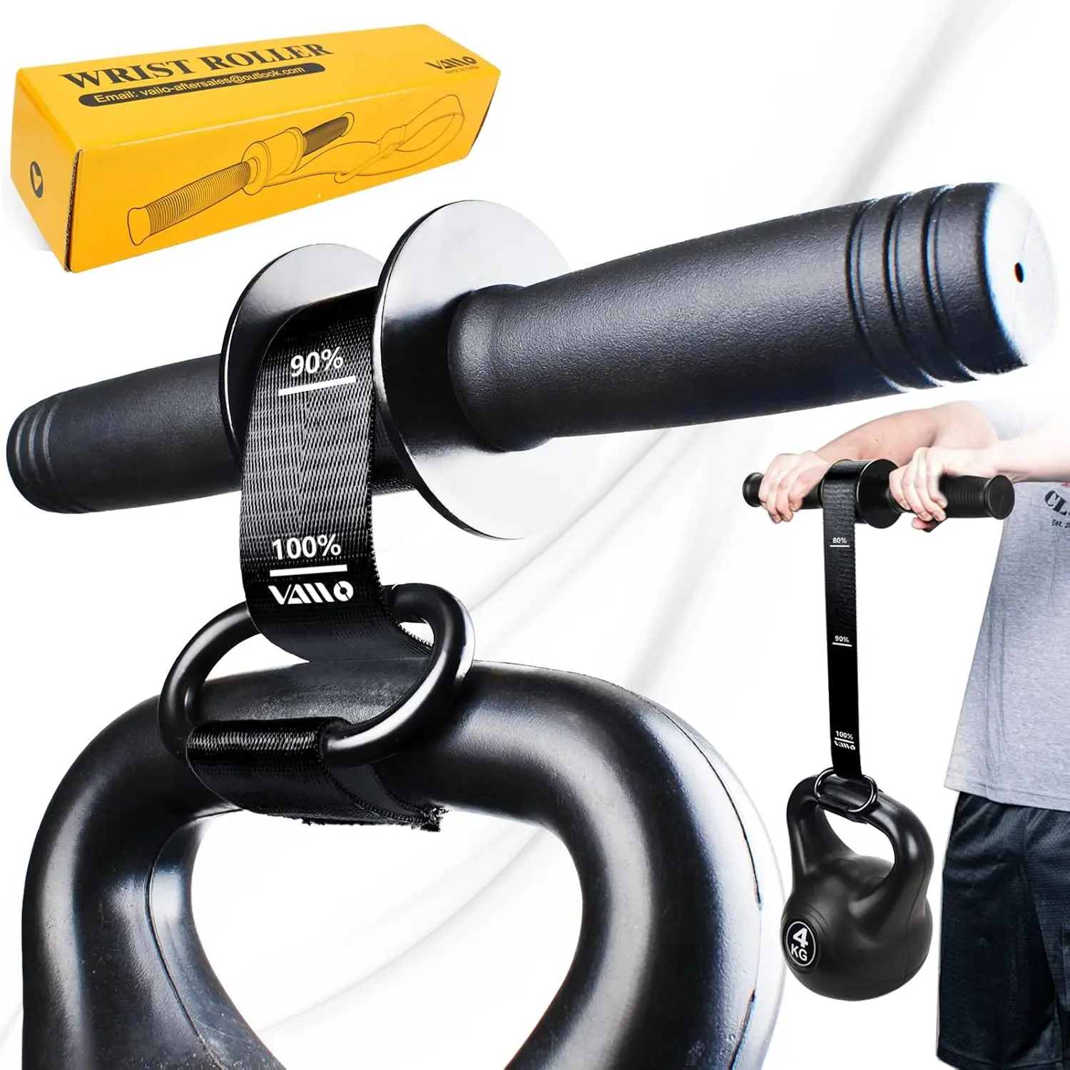 Unisex Wrist Roller & Forearm Strengthener - Thick PVC Anti-Slip Handles, Adjustable Weight Chain, Grip Exerciser for Strength Training (Unisex Names)