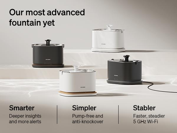 PETLIBRO APP Monitoring & Cordless Cat Water Fountain,Cordless Cat Fountain Battery Operated, App Monitoring 3L/101oz Dockstream 2 Pet Water Fountain with Stainless Steel Tray, 5GHz WiFi Dog Water Bowl Dispenser