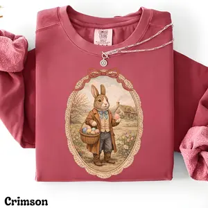 Comfort colors Grandma Core Easter Bunny Shirt Thrifted Easter Shirt Cottagecore Oval Frame Spring Top Granny Core Shirt Cottagecore Easter Bunny