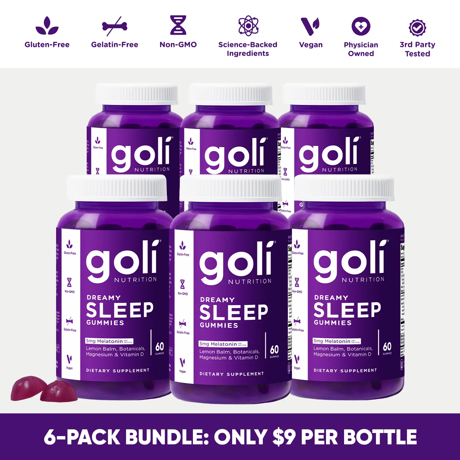 6 Pack Dreamy Sleep  Melatonin Gummies