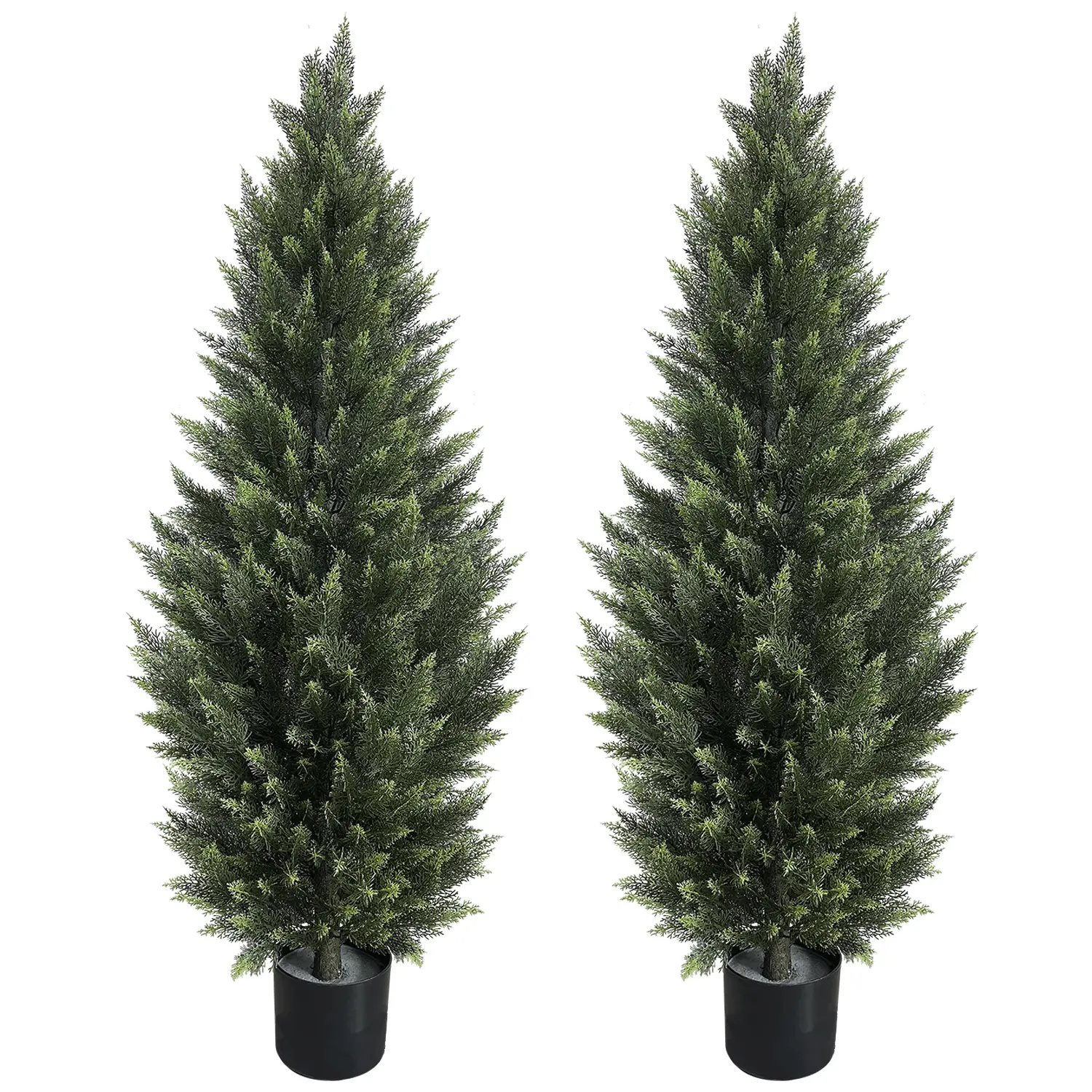 2-Pack 5ft Artificial Evergreen Cedar Potted Trees - Realistic Fake Greenery, Indoor Faux Tree, Decorative Fake Plant Decoration for Indoor Outdoor Home Aesthetic Decor