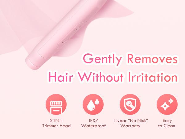 Donper Bikini Trimmer for Women, 2 in 1 Electric Razors for Shower&Travel, IPX7 Waterproof Pubic Hair Remover for Underarm, Legs & Bikini Area, Painless Razor,Hypoallergenic Foil & Ceramic Blades