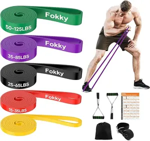 Fokky Elastic Fitness Bands for Pull-Up Resistance Training Strength Exercises Versatile Workout Equipment 50-125LBS 35-85LBS 25-65LBS 15-35LBS pedal resistance band resistance bands resistance band