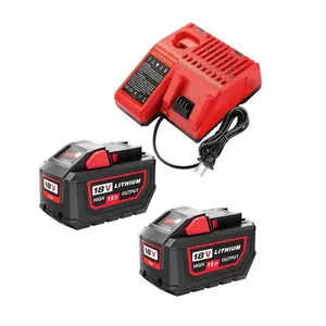 15.0Ah Replacement for Milwaukee M-18 Battery and Charger Combo Compatible with 48-11-1880 Cordless Power Tools