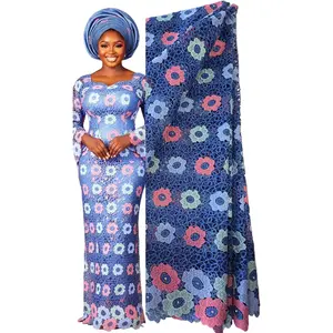 5 Yards of Elegant and Beautiful Guipure African fabric Lace with Shiny Lurex Embroidery