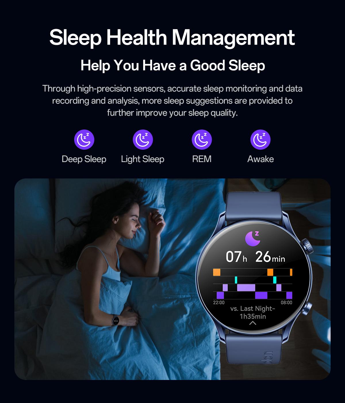 Aolon GTR3 Smartwatch — Stylish Spring Watch, 1.43" AMOLED HD display, AOD, heart rate monitoring, 110+ sports modes, waterproof, and up to 120-hour battery life. Compatible with iOS & Android, multiple colors, USB rechargeable, for Women & Men