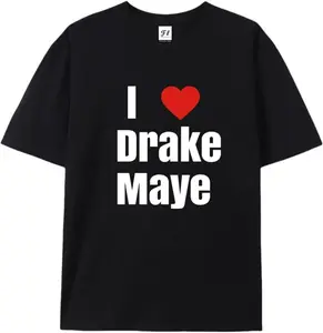 100% CottonBlack Drake Maye T Shirt, I Heart Love Drake Maye Cotton Unisex Graphic Tee, Fan Tee, Soft Casual Everyday T-Shirt