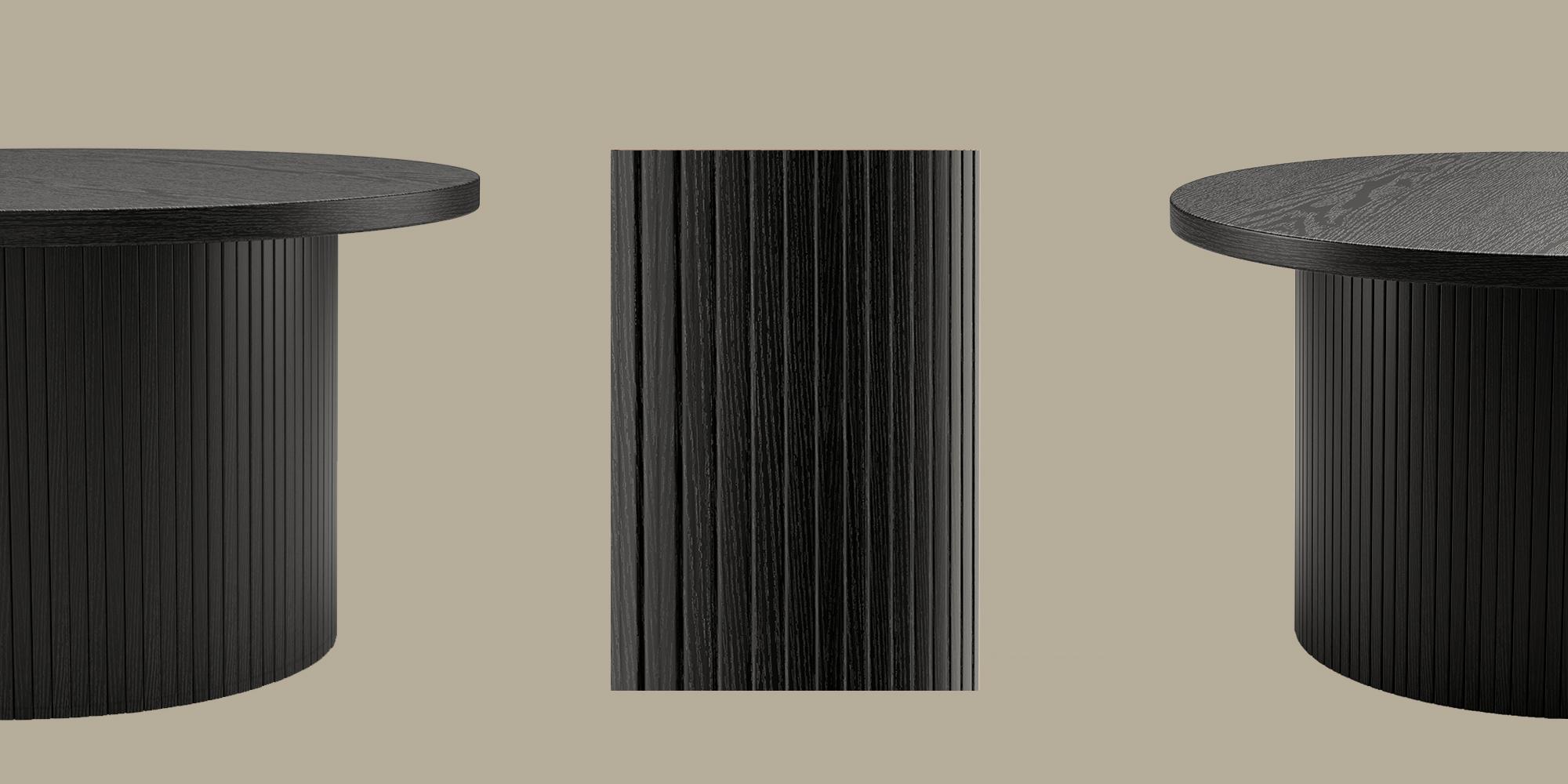 【SPOTLIGHT DAY】ONBRILL 31.5" Gorgeous Fluted Coffee Table, Round Mid Century Coffee Tables for Living Room, Cute Modern Wood Coffee Table, Drum Accent Small Center Table, Bedroom Furniture, Christmas Gift