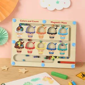 Magnetic Color and Number Maze,Montessori Toy for 2-5 Years Old Girls,Wooden Magnet Balls Puzzles,Toddler Busy Board Game,Preschool Learning Activities,Christmas & Birthday Gift for Kids