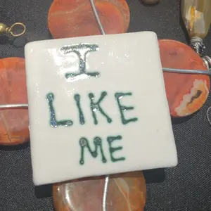 Hand-Painted Ceramic Affirmation Magnet "I Like Me"| Personalized 3"x3" Keepsake