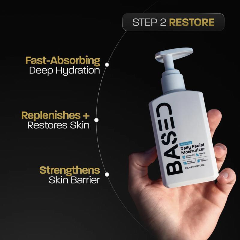 BASED Daily Skincare Duo | Purifying Face Wash + Restoring Moisturizer | Built For All Skin Types | 100% Non-Toxic, Healthy Ingredients | Hormone Safe - ZERO Endocrine Disruptors