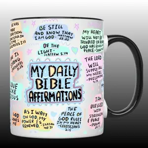 My Daily Bible Affirmations Mug, Inspirational Christian Faith Quote Coffee Mug, Religious Scripture Gift For Women Tea Mug