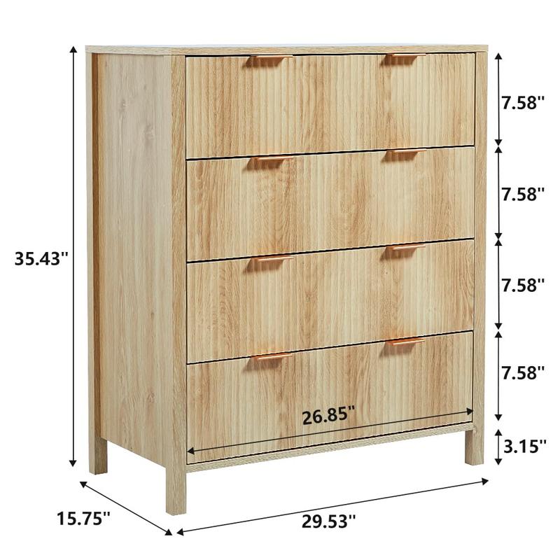Giratree 4 5 Drawer Dressers for Bedroom, Modern Closet Chest of Drawers with Waveform Fluted Panel, Large Wood Storage Dresser Organizer for Nursery Bedroom Living Room Hallway Closet